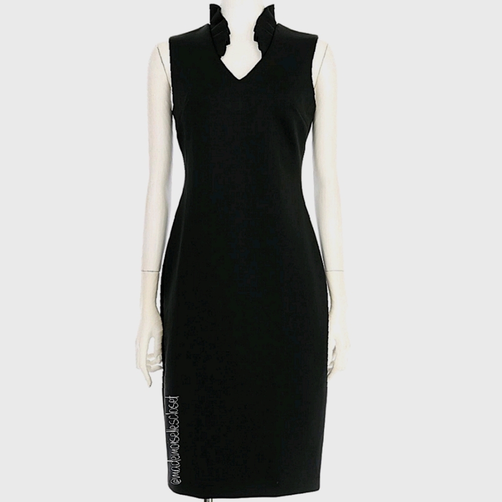 Calvin Klein Ruffle V-Neck Scuba Sheet Dress Sz